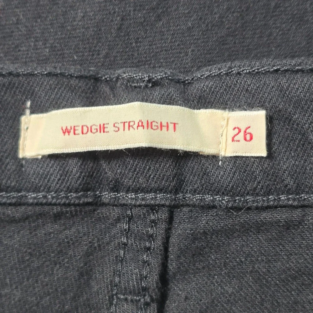 Levis Wedgie‎ Straight Jeans Womens 26 Black High Rise Button Fly Denim 5044